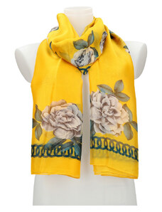 Cashmere Dámský letní šátek / šála 179x100 cm žlutý s květy