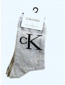 Calvin Klein Calvin Klein Retro Logo stylové šedé ponožky s ikonickým logem CK 2 páry - 37-41 / Šedá / Calvin Klein
