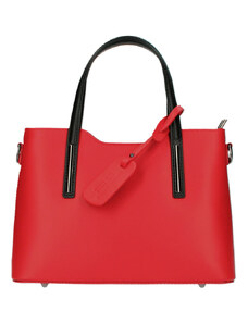 BORSE IN PELLE Barebag Kožená červená dámská kabelka s černými ramínky do ruky Maila