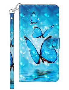 Pouzdro MFashion Samsung Galaxy A32 5G - modré - Motýli 02 3D