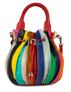 GIOSTRA Italská kožená kabelka Elisa Multicolor Červená