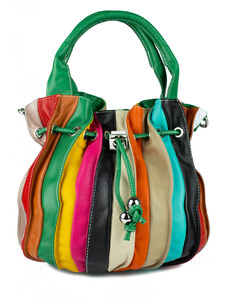 GIOSTRA Italská kožená kabelka Elisa Multicolor Zelená