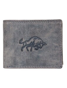 Kožená šedá peněženka z pevné hovězí kůže s býkem RFID FLW