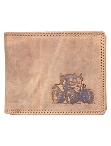 Kožená peněženka Born to be wild z přírodní pevné kůže s traktorem (RFID) FLW