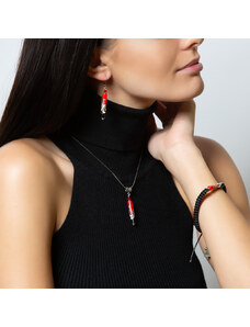 Dámsky Vášnivý náhrdelník Red Black s unikátní perlou Lampglas