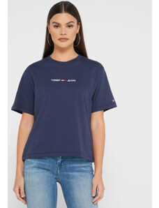 Tommy Hilfiger Tommy Jeans dámské tmavě modré tričko LINEAR LOGO TEE