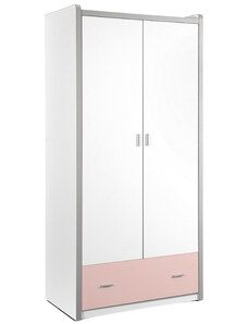 Růžová šatní skříň Vipack Bonny 202 x 96 cm