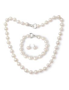 Tiniana Perlová souprava pravé říční perly Sigrid , náhrdelník, náramek a náušnice, krémová