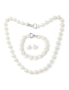 Tiniana Perlová souprava pravé říční perly Sigrid , náhrdelník, náramek a náušnice, bílá