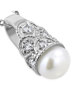 City Storm - Retiazka s príveskom s pravou bielou riečnou perlou