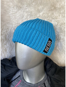 NEON RIBBED KNIT BEANIE COBALT FLUO