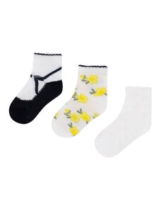 MAYORAL dívčí set 3ks ponožek, bílá/žlutá/černá