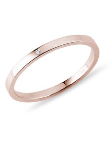 Snubní prsten z růžového zlata s diamantem KLENOTA X0898114L18