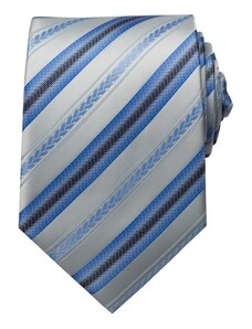 Quentino Bílo modrá pánská kravata s proužky