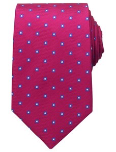 Quentino Tmavě růžová pánská kravata s bílo modrými čtverečky