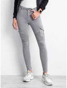 BASIC Dámské šedé džíny -gray Šedá