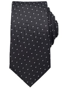 Quentino Černá pánská kravata s bílými obdélníčky