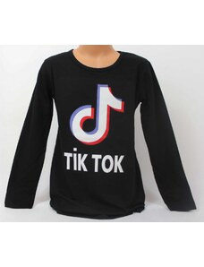 Dívčí bavlněné tričko TIK TOK dl.rukáv - černé 2 176