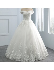 Donna Bridal svatební šaty s krajkou to tvaru květin + perličky to dvaru květin