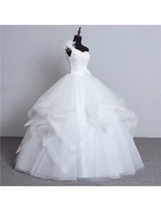 Donna Bridal svatební šaty přes jedno rameno s květinovou aplikací a vrstvenou sukní
