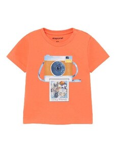MAYORAL chlapecké tričko KR s fotoaparátem, oranžová