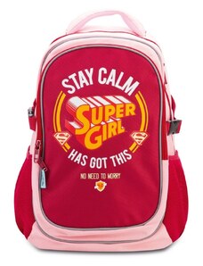BAAGL Školní batoh s pončem Supergirl – STAY CALM růžová