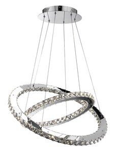 Globo 67032-60 LED závěsný lustr Marilyn 1x60W | 2840lm | 4000K - nastavitelné, chrom, průhledný křišťál