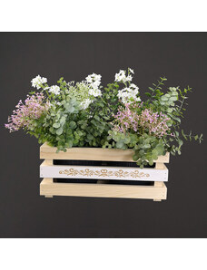 AMADEA Dřevěný obal na dva květináče s motivem krajky, 32x17x15cm, dřevěný květináč