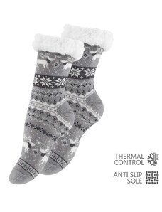 Yenita Ponožky dámské oteplené s protiskluzem - JELEN ŠEDÉ