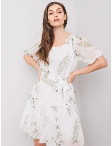 Fashionhunters Dámské bílé šaty s květinami