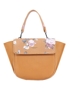 Barebag DIANA & CO Květinová dámská taška s klopou hořčicově žlutá