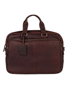 Pánská kožená taška na notebook Burkely Workbag - tmavě hnědá