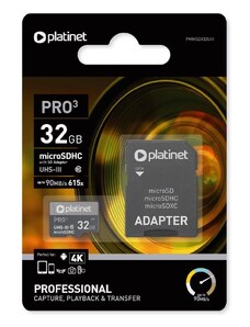 Platinet MicroSDXC 128GB U3 Pro A1 90MB/s + SD adaptér PL0191