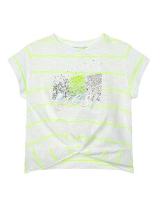 MAYORAL dívčí tričko KR s neon proužky a flitry, bílá