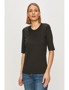 Bavlněné tričko Lacoste černá barva, TF9424-166