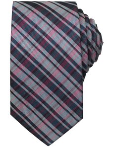 Quentino Šedo růžová pánská kravata károvaná