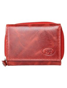 Malá červená kapesní peněženka ze silné kůže s kapsičkou na mince na zip FLW