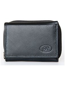 Malá černá kapesní peněženka z měkké kůže s kapsičkou na mince na zip FLW