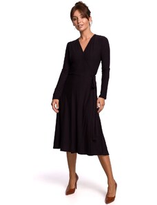 Elegantní zavinovací šaty Be B184 černé