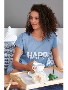 Doctor Nap Těhotenská noční košilka Elean H pro kojení modrá flow