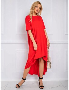 RUE PARIS Asymetrické červené šaty voľného strihu