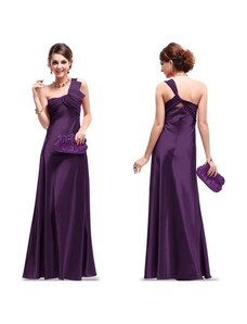 Ever Pretty luxusní fialové dlouhé společenské šaty na jedno rameno