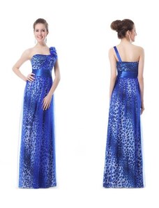 Ever Pretty safírové tmavě modré společenské šaty tygrované na jedno rameno