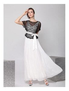Ever Pretty černo-bílé dlouhé společenské šaty pro matku nevěsty