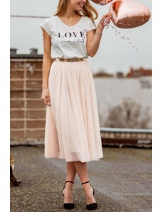 CONSTANT LOVE tylová sukně svatební midi peach - blush