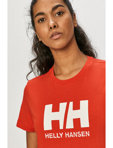 Bavlněné tričko Helly Hansen červená barva, 34112-001