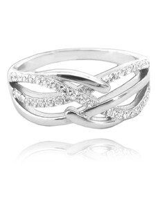 MINET Luxusní stříbrný prsten s bílými zirkony vel. 71 JMAN0049SR71