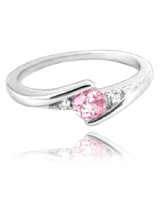 MINET Elegantní stříbrný prsten s růžovým zirkonem vel. 49 JMAN0046PR49