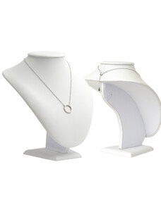 Koženkový aranžérský krk/busta L bílý na náhrdelníky/řetízky AD-805/A1/L
