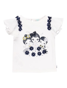 Boboli Dívčí bílé tričko s volánky Kamarádky